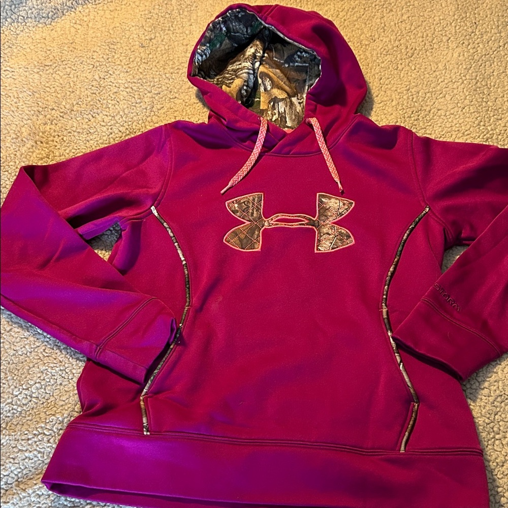 Under Armour Magenta Hoodie with Camo Accents